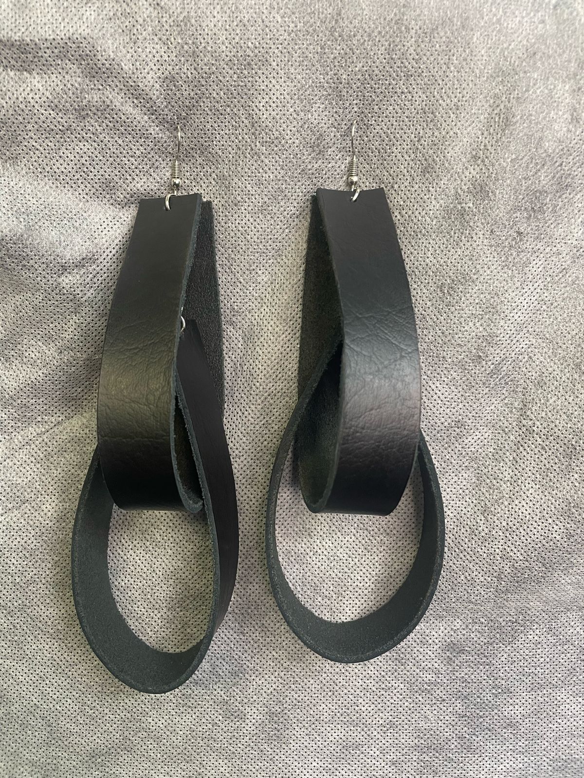 Black Leather Loop Earrings by Aphiwe Gcezengana